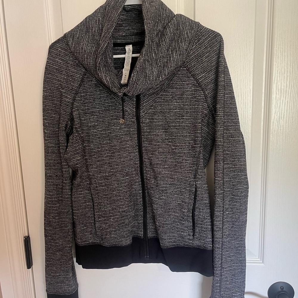 lululemon athletica Women's Charcoal Heather Cowl Zip Sweater